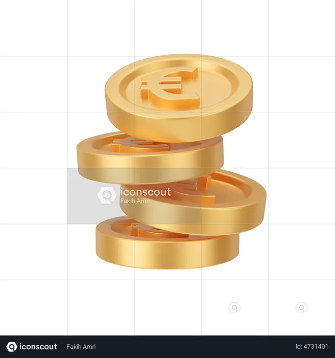 Euro Coins Stack  3D Illustration