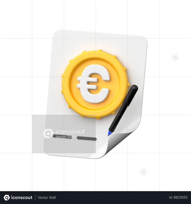 Contrato em euros  3D Icon