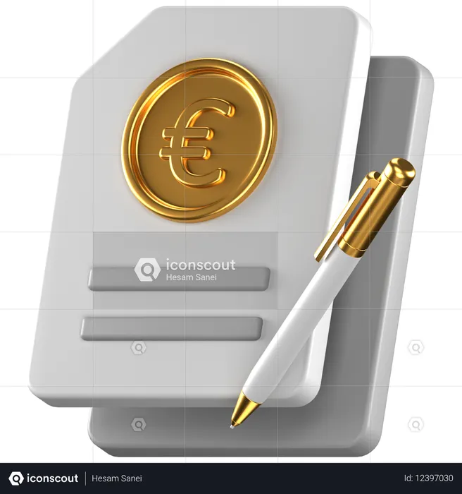 Contrato em euros  3D Icon