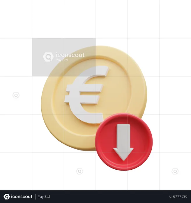 Euro Down  3D Icon
