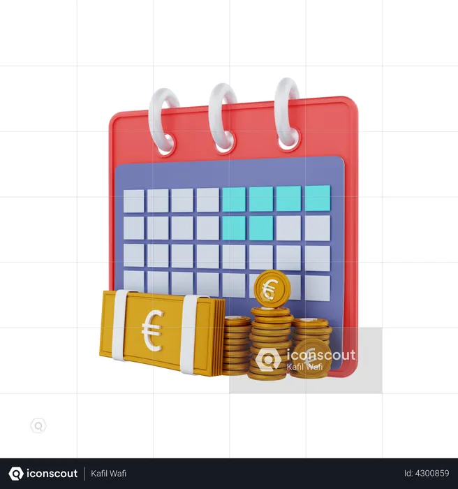 Euro financial calendar  3D Illustration