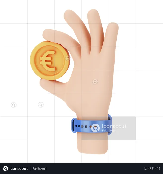 Euro Holding Coin  3D Illustration