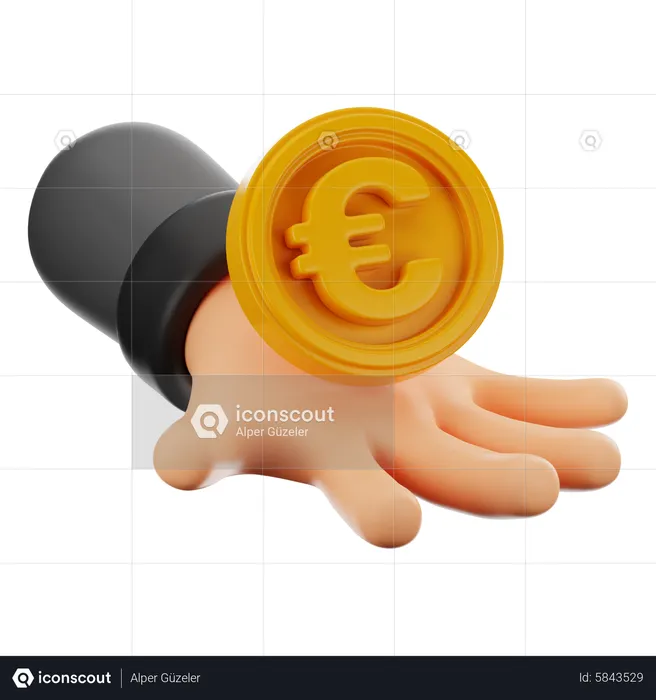 Euro In Hand  3D Icon