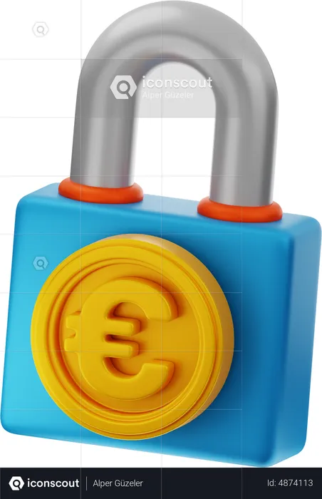 Euro Lock  3D Icon