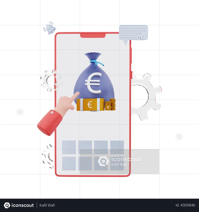 Euro money bag  3D Illustration