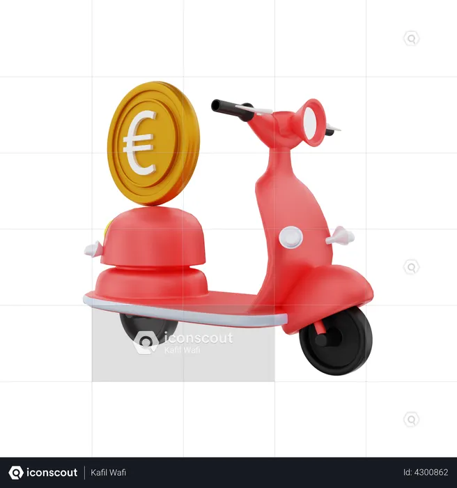 Euro money delivery by motorbike  3D Illustration