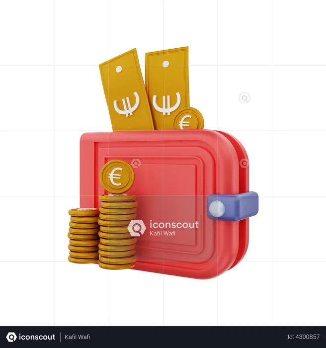 Euro money wallet  3D Illustration