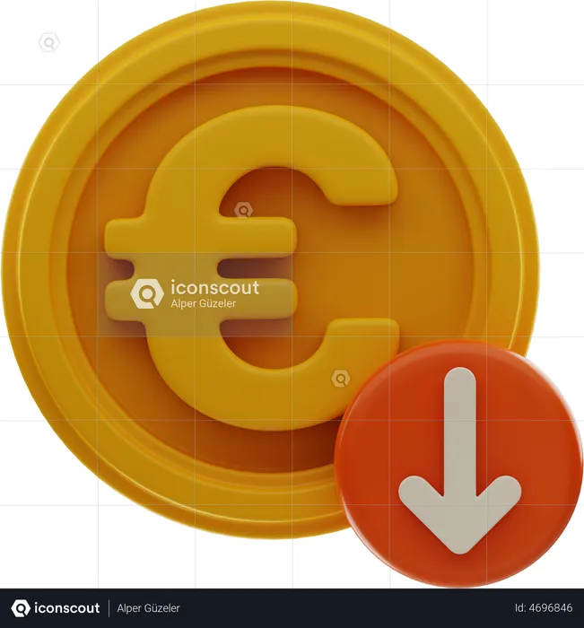 Euro Price Down  3D Illustration