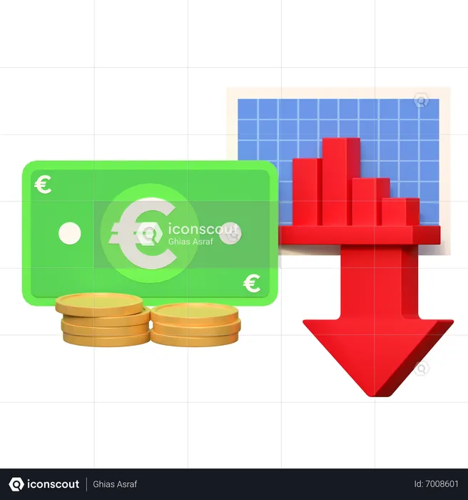Euro Price Down  3D Icon