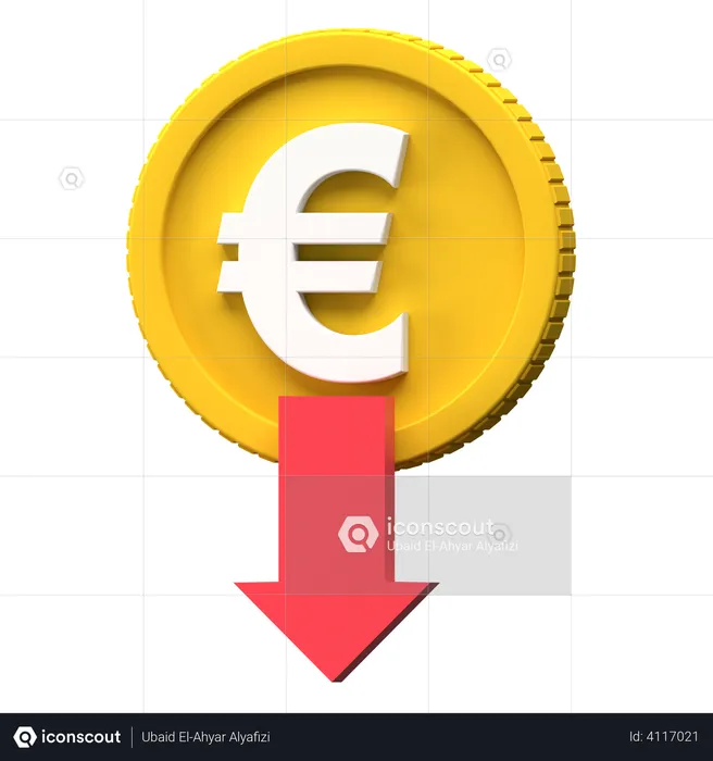 Euro Rate Down  3D Illustration