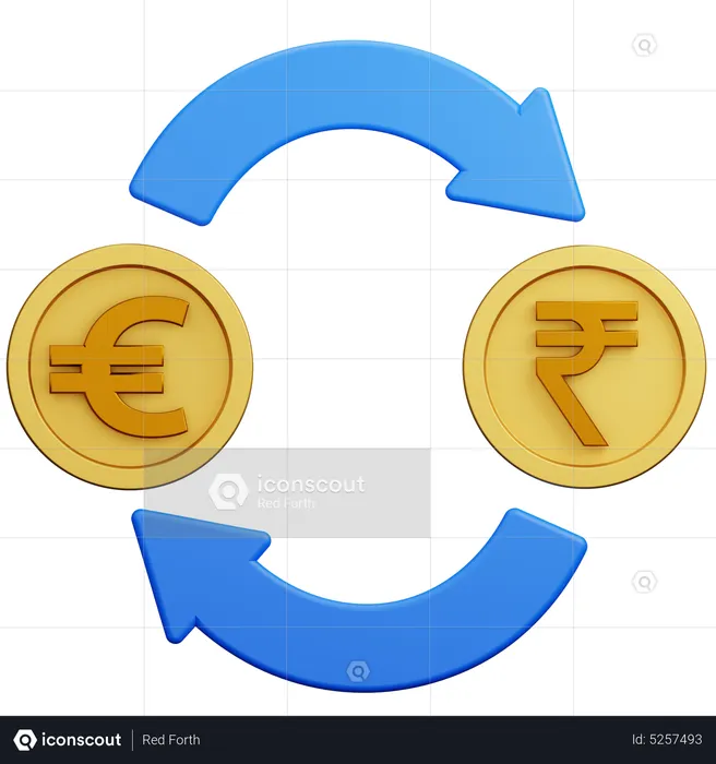 Euro Rupee Money Exchange  3D Icon