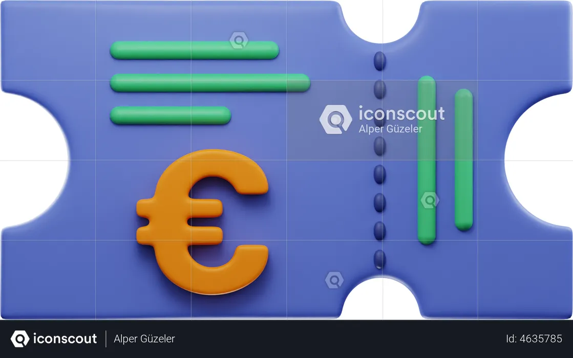Euro Ticket  3D Illustration