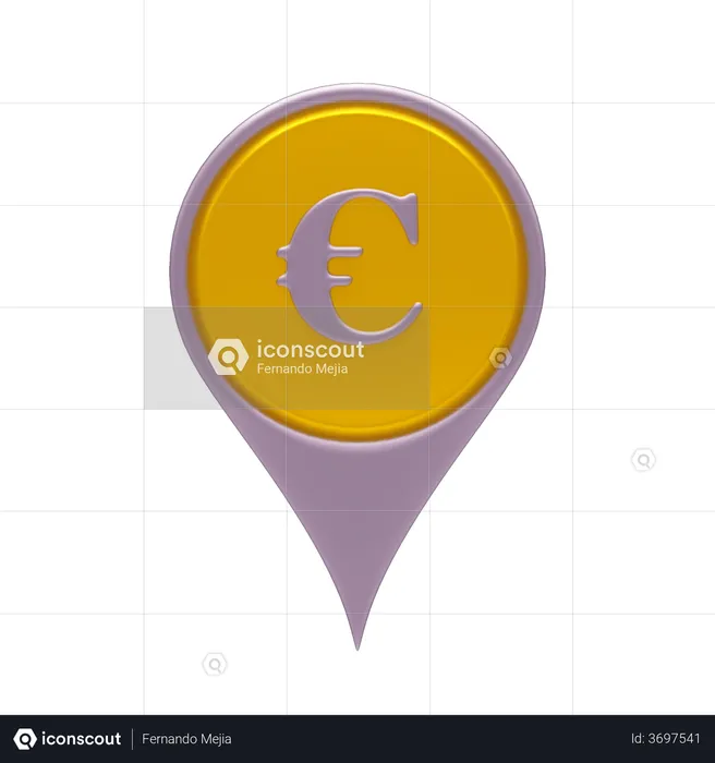 Ubicación del euro  3D Icon