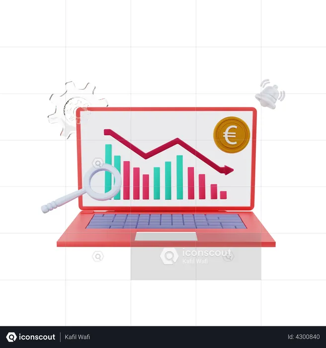 Euro-Währungsanalysebericht nach unten  3D Illustration