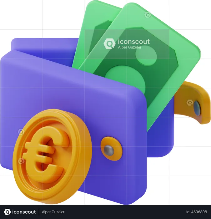 Euro Wallet  3D Illustration