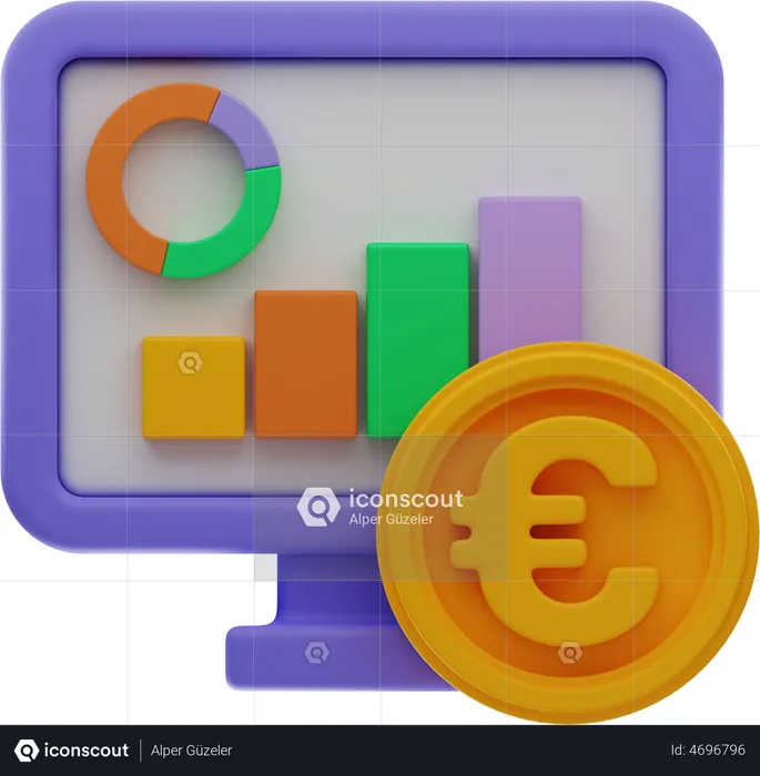 Análisis del euro  3D Illustration