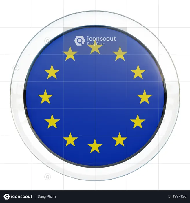 European Union Flag Glass Flag 3D Icon
