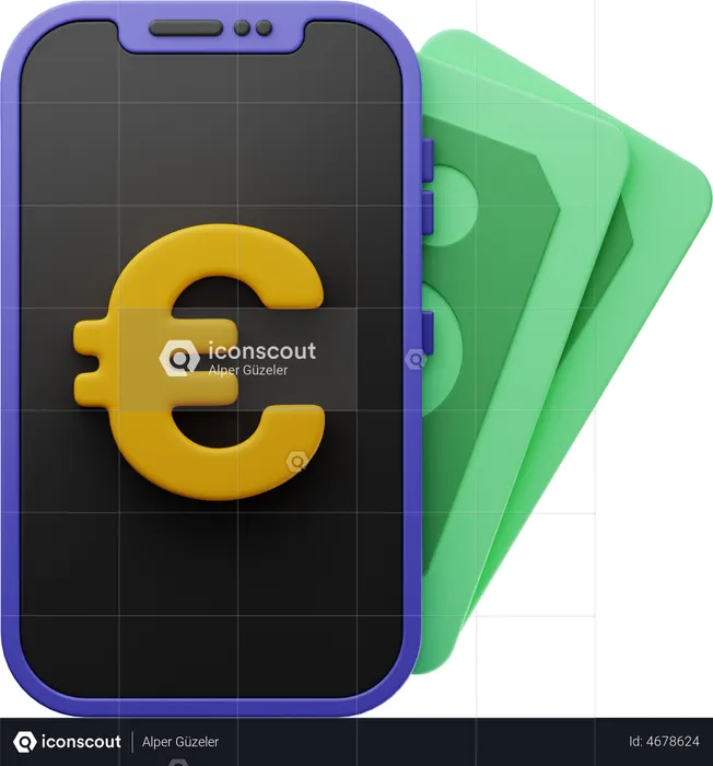 Euros en línea  3D Icon