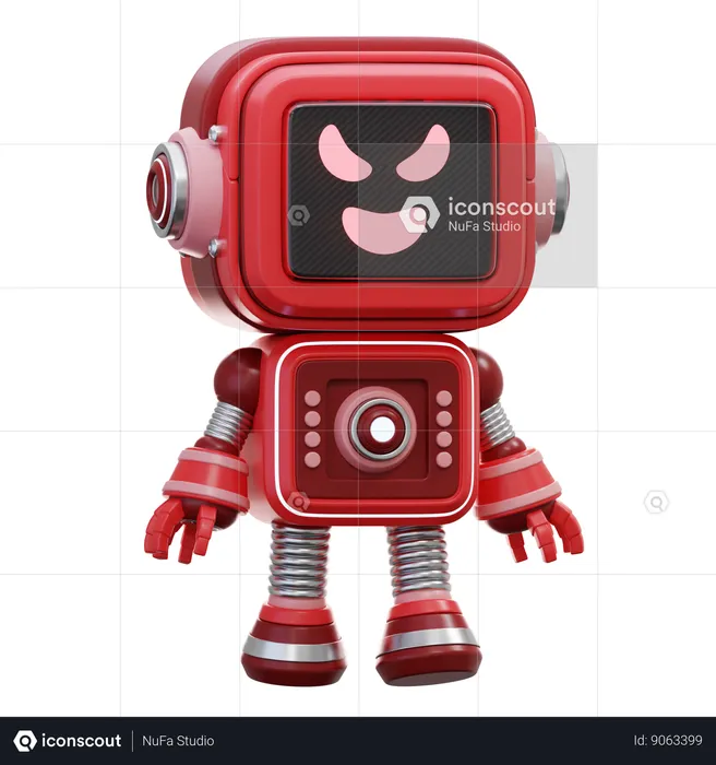 Evil Robot Smile  3D Illustration