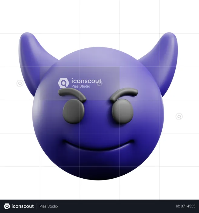 Evil Smiling Face With Horns  3D Icon