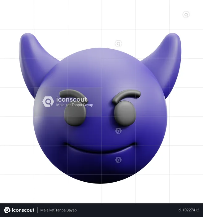 Evil Smiling Face With Horns  3D Icon