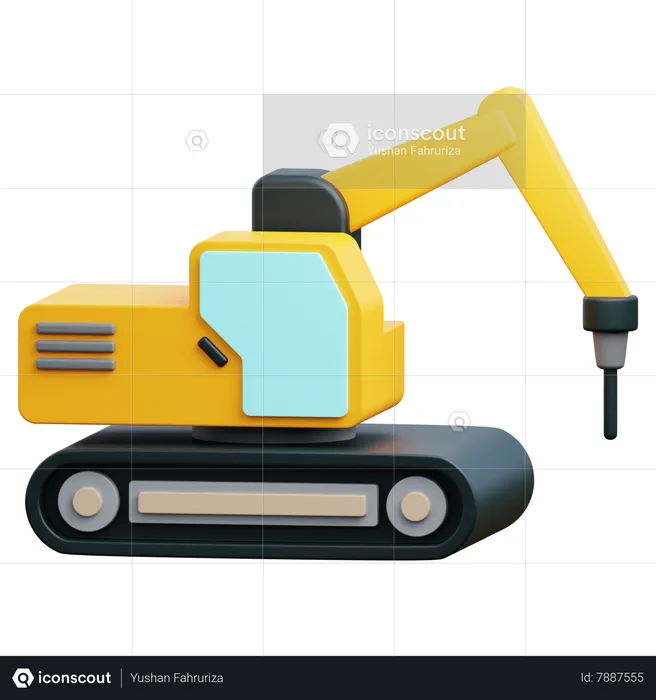 Excavator Drill  3D Icon