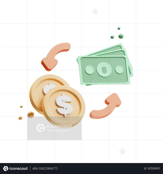 Exchange banknotes  3D Illustration