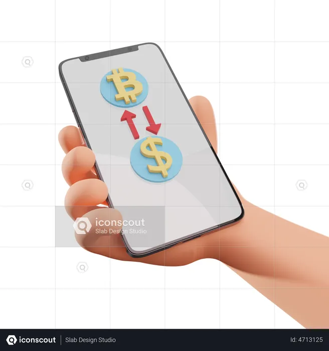 Exchange Bitcoin To Dollar  3D Illustration