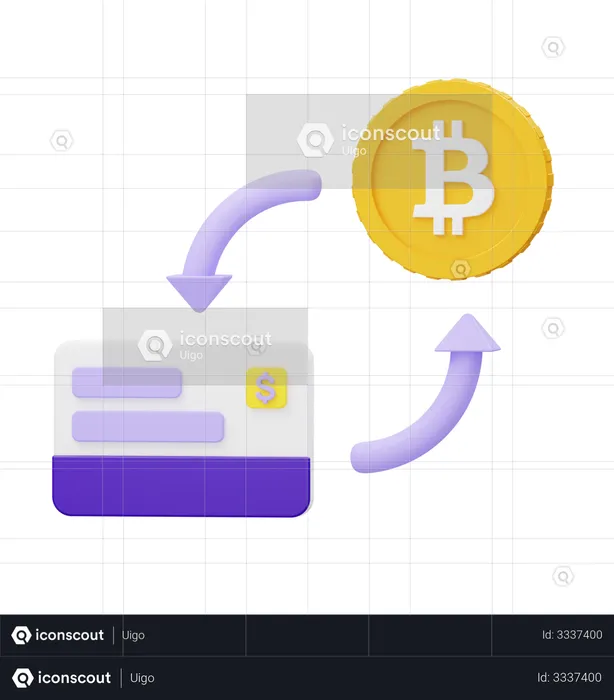 Exchange currency to cryptocurrency  3D Illustration