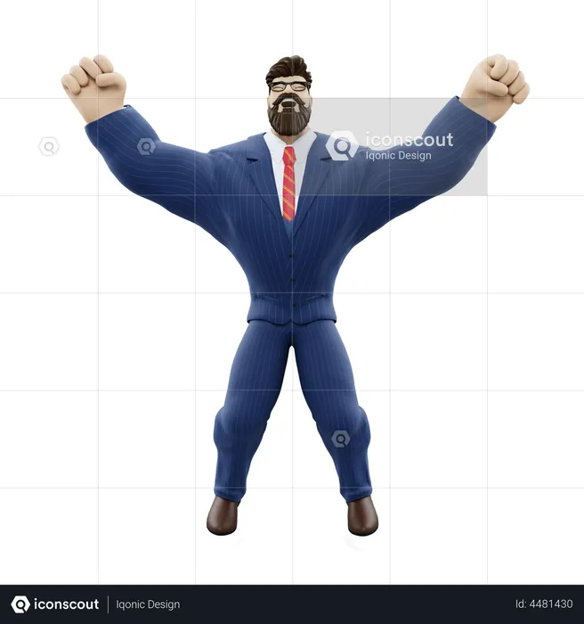Excited Businessman  3D Illustration