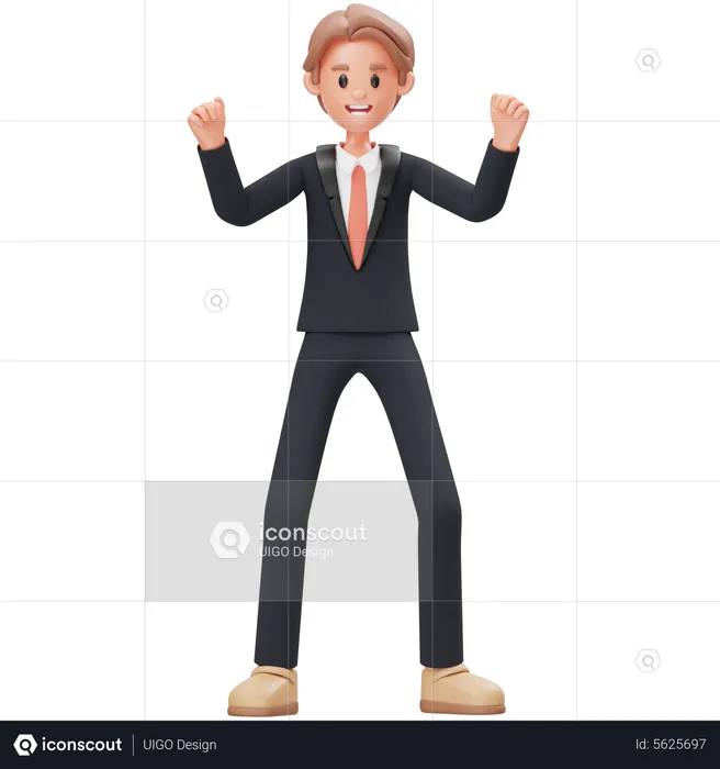 Excited Businessman  3D Icon
