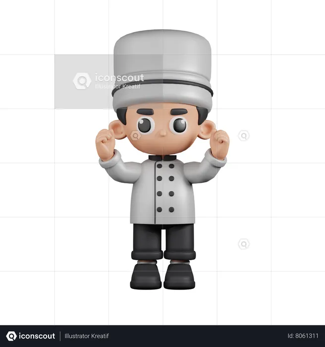 Excited Chef  3D Illustration