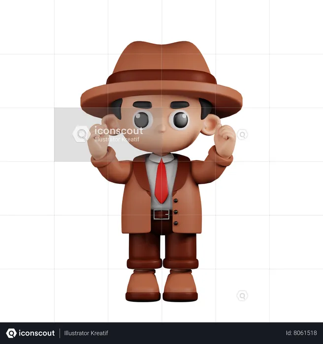 Excited Detective  3D Illustration