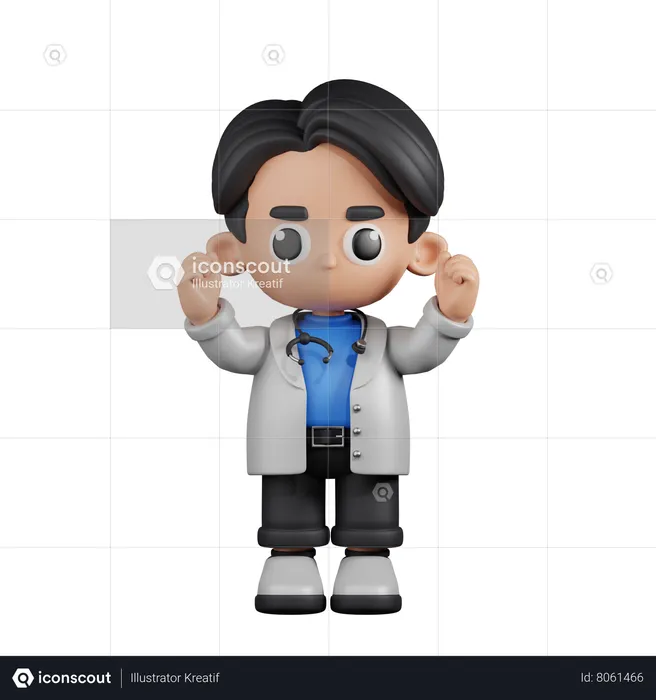 Excited Doctor  3D Illustration