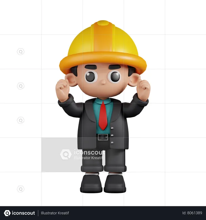 Excited Engineer  3D Illustration