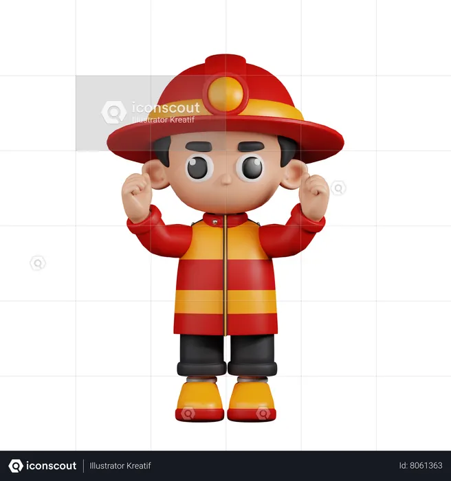 Excited Fireman  3D Illustration