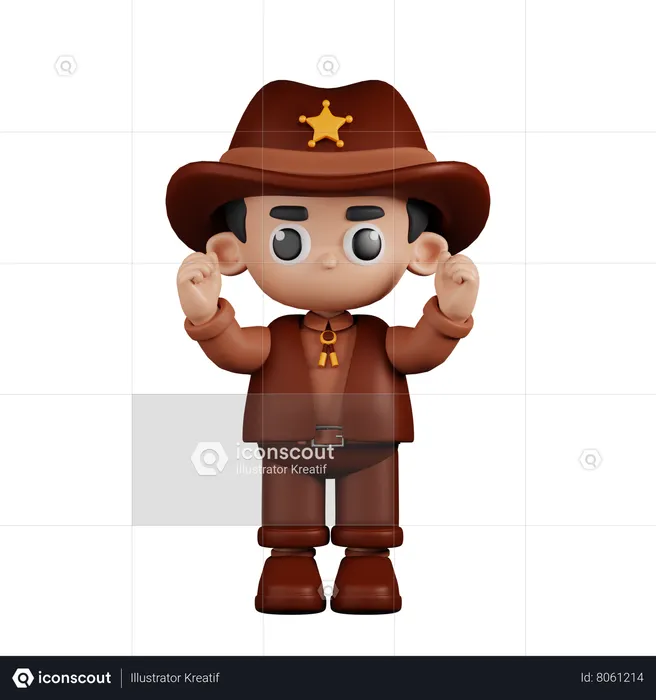 Excited Sheriff  3D Illustration