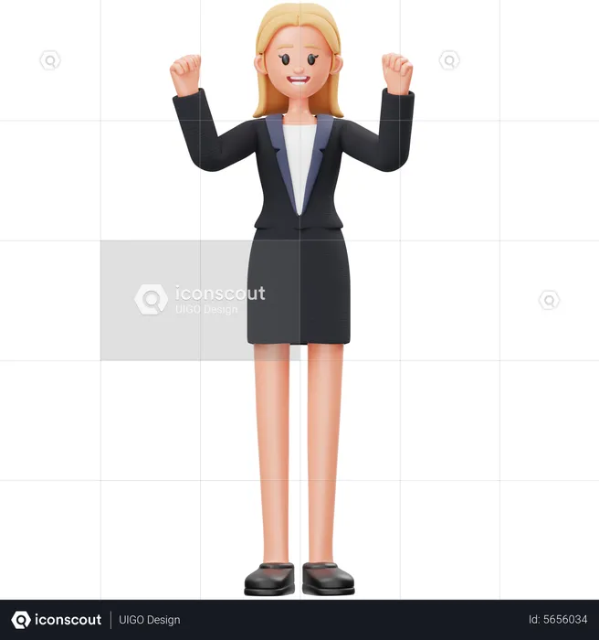 Excited Woman  3D Illustration