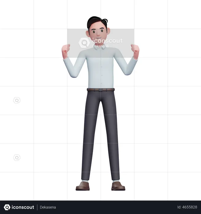Excited young businessman doing winning gesture  3D Illustration