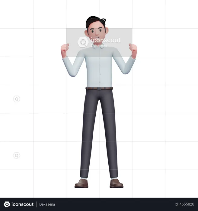 Excited young businessman doing winning gesture  3D Illustration