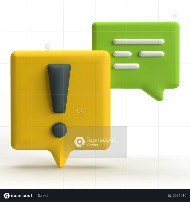 Exclamation Chat  3D Icon