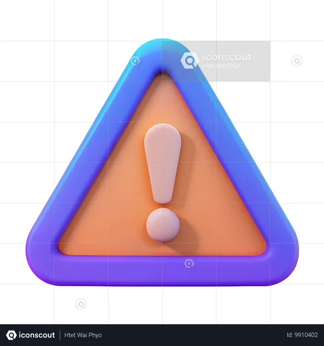 Exclamation Mark in Triangle  3D Icon