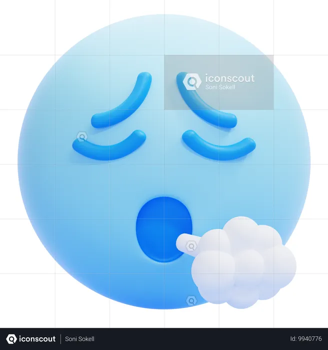 숨을 내쉬다 이모티콘 Emoji 3D Icon