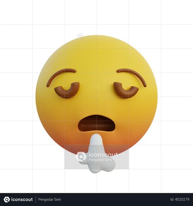 Exhaling sigh Emoji 3D Illustration