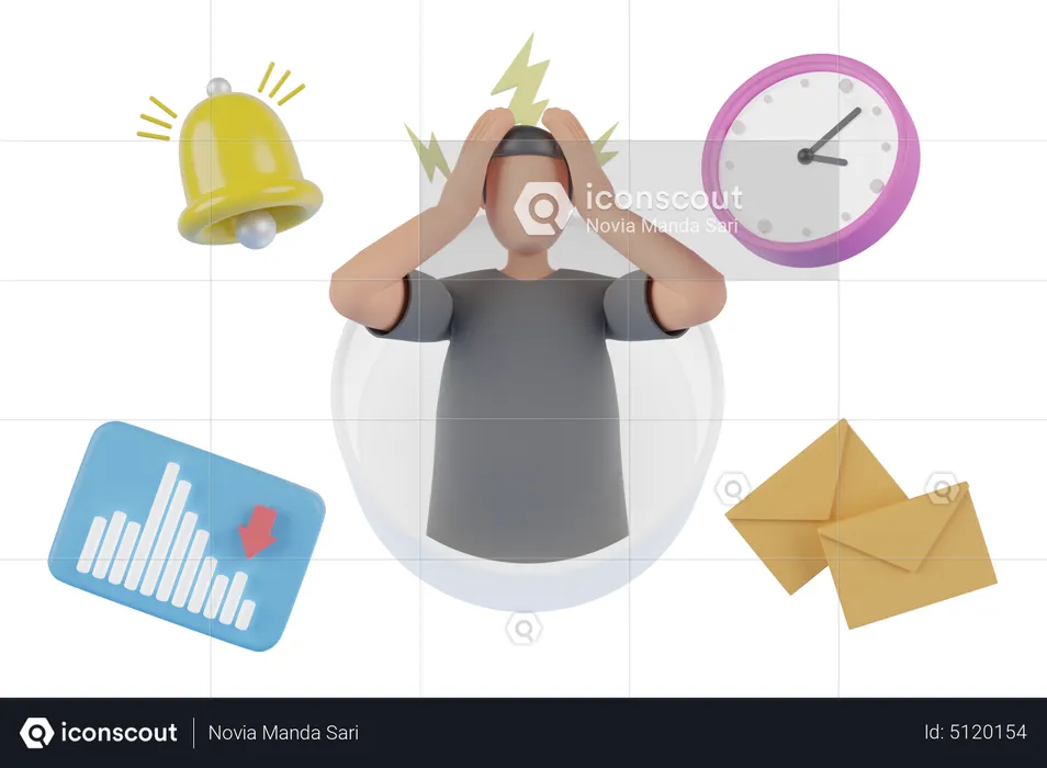 Exhausted Employee  3D Illustration