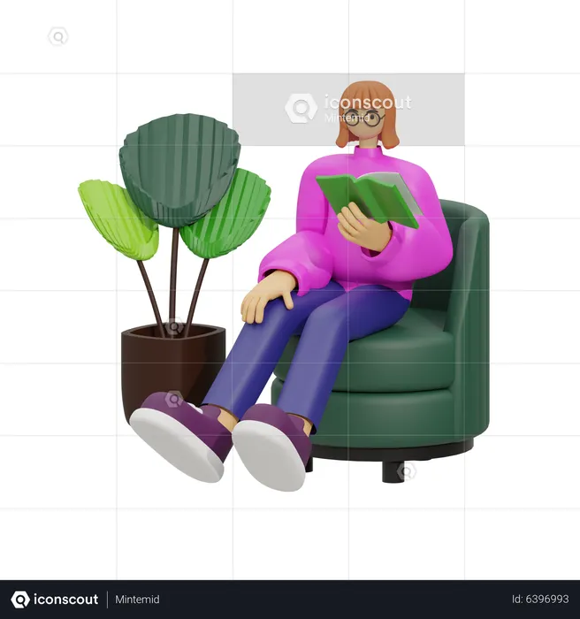 Experience Ultimate Relaxation, a Bookworm's Paradise  3D Illustration