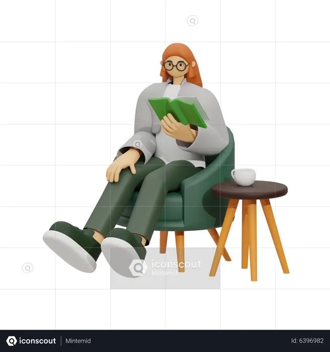 Experience Ultimate Relaxation, a Bookworm's Paradise  3D Illustration