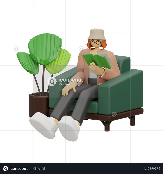 Experience Ultimate Relaxation, a Bookworm's Paradise  3D Illustration