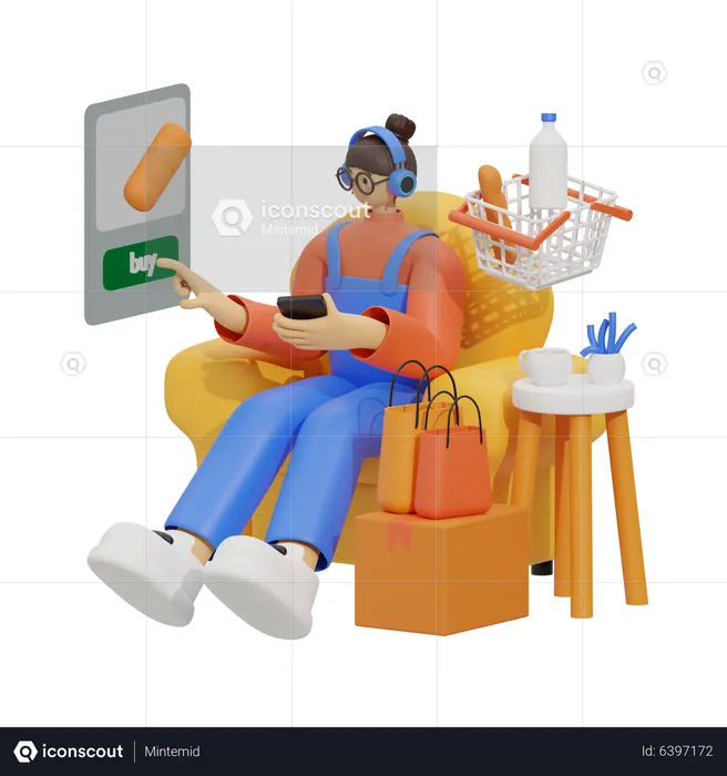 Experiência de compras on-line para a vida  3D Illustration