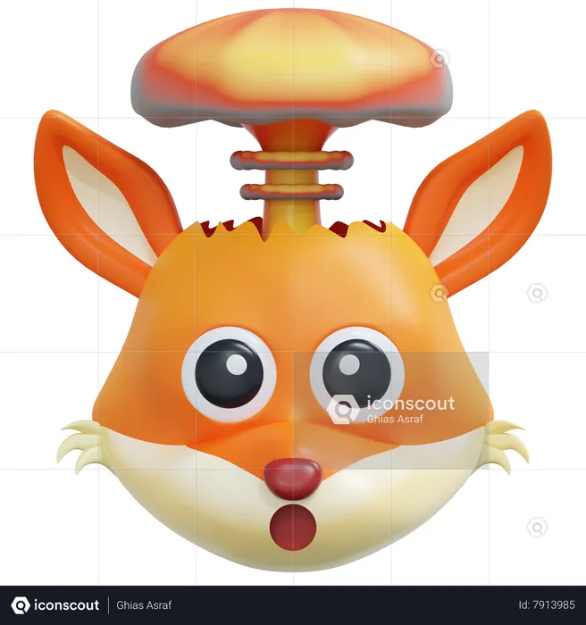 Exploding Head Fox Emoticon Emoji 3D Icon